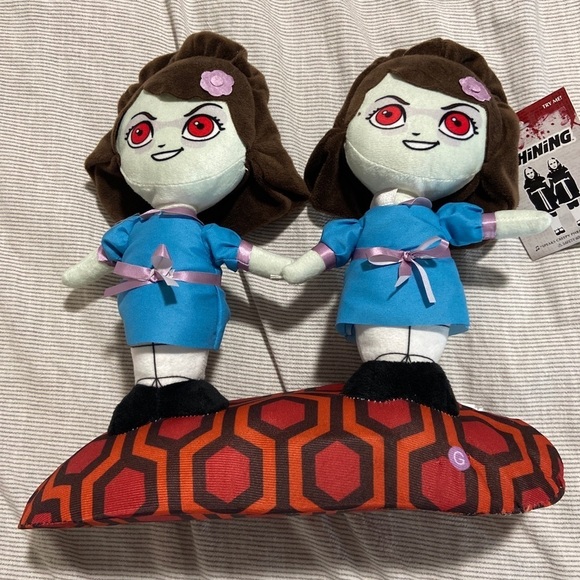 The shining Grady twins creepy voice moving plush dolls speaking Halloween new.